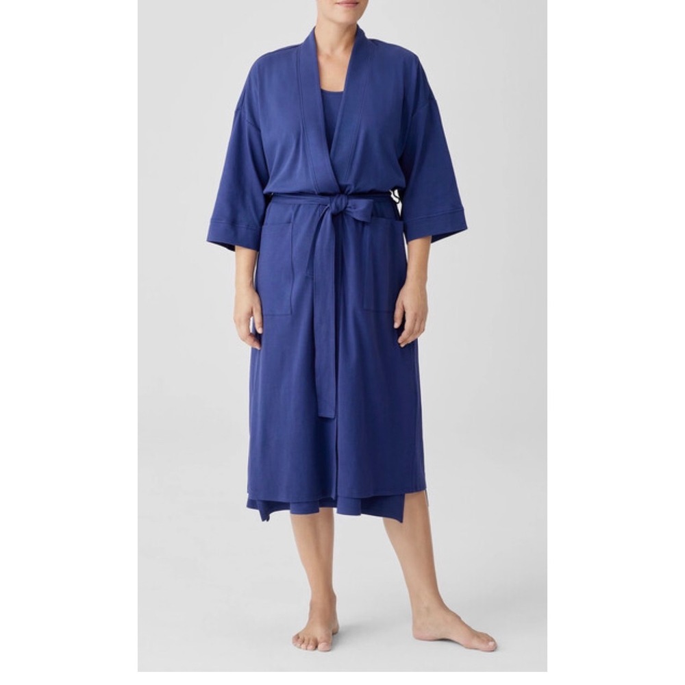Eileen Fisher Indigo Blue Lightweight Robe X1/X2
